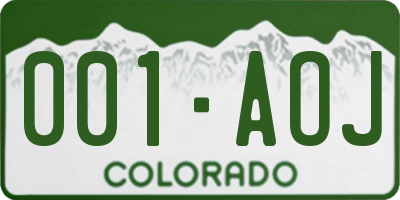 CO license plate 001AOJ