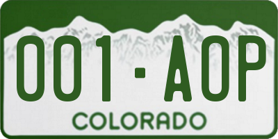 CO license plate 001AOP