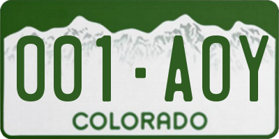 CO license plate 001AOY