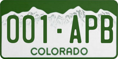 CO license plate 001APB