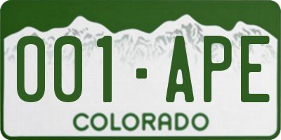 CO license plate 001APE