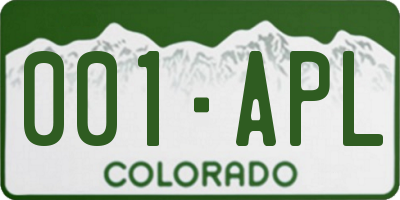 CO license plate 001APL