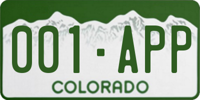 CO license plate 001APP