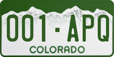 CO license plate 001APQ