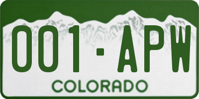 CO license plate 001APW