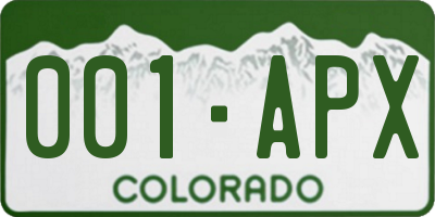 CO license plate 001APX