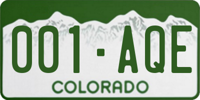 CO license plate 001AQE