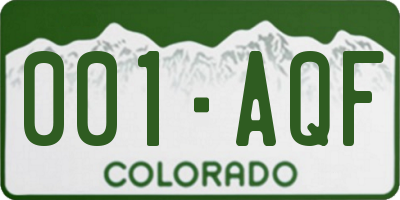 CO license plate 001AQF