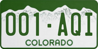 CO license plate 001AQI