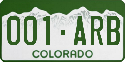 CO license plate 001ARB