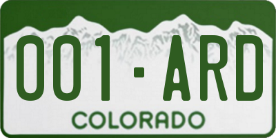 CO license plate 001ARD