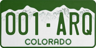 CO license plate 001ARQ