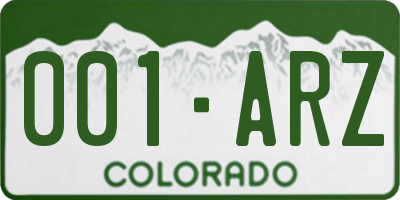 CO license plate 001ARZ