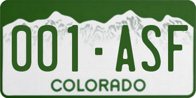 CO license plate 001ASF