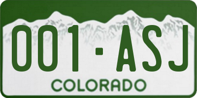 CO license plate 001ASJ