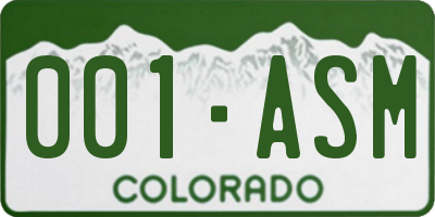 CO license plate 001ASM