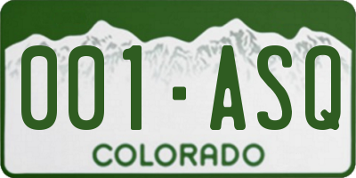 CO license plate 001ASQ