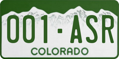 CO license plate 001ASR