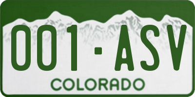 CO license plate 001ASV