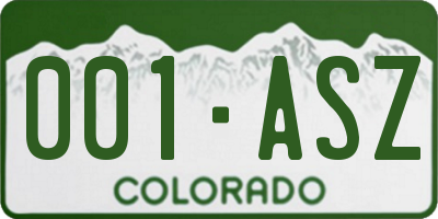 CO license plate 001ASZ