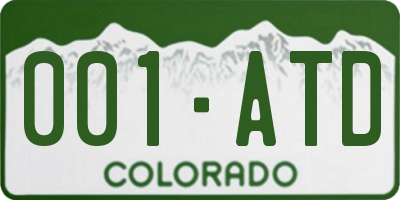 CO license plate 001ATD