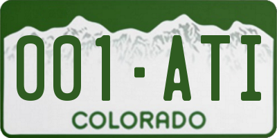 CO license plate 001ATI