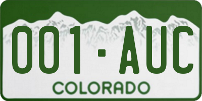 CO license plate 001AUC