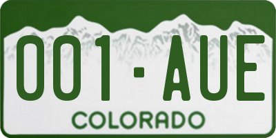 CO license plate 001AUE