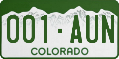 CO license plate 001AUN