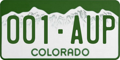 CO license plate 001AUP