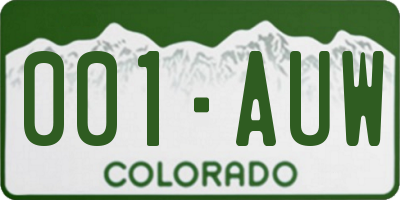 CO license plate 001AUW
