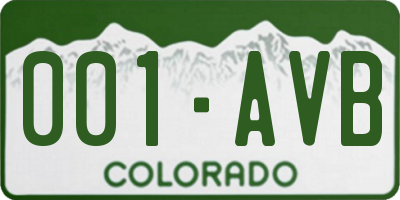 CO license plate 001AVB