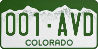 CO license plate 001AVD