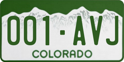 CO license plate 001AVJ