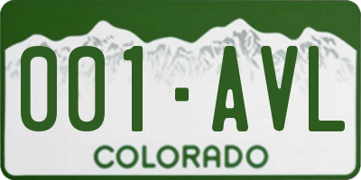 CO license plate 001AVL