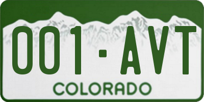 CO license plate 001AVT