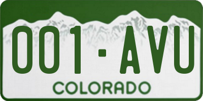 CO license plate 001AVU