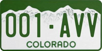 CO license plate 001AVV