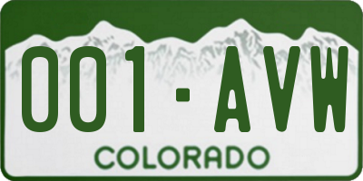 CO license plate 001AVW