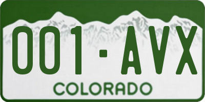 CO license plate 001AVX