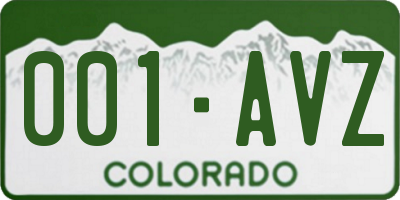 CO license plate 001AVZ