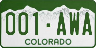 CO license plate 001AWA