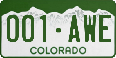 CO license plate 001AWE