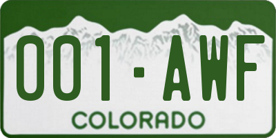 CO license plate 001AWF