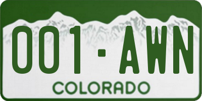 CO license plate 001AWN