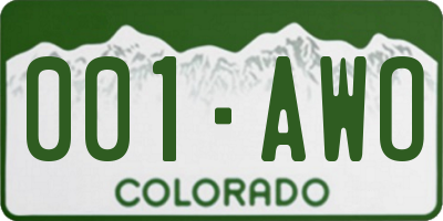 CO license plate 001AWO