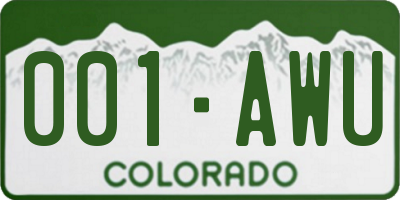 CO license plate 001AWU