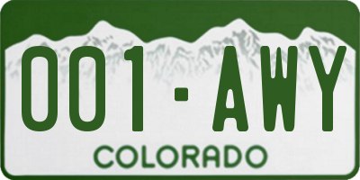CO license plate 001AWY