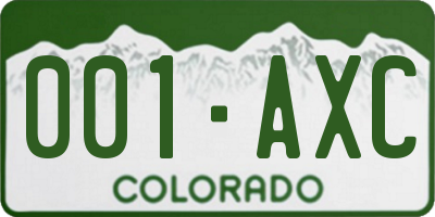 CO license plate 001AXC