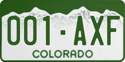 CO license plate 001AXF